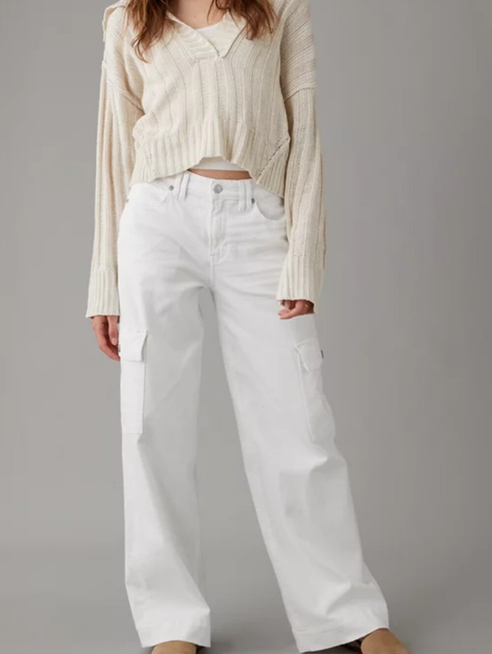 American Eagle Dreamy Drape Stretch High Rise Baggy Wide Leg Pants Sz 8 NEW